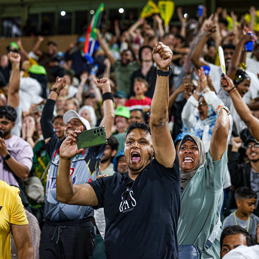 Fans cheering in the stands at Betway SA20